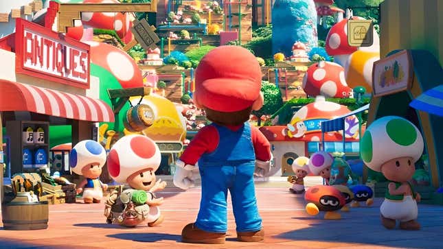 A promotional image shows Mario and Toad walking around Mushroom Kingdom 