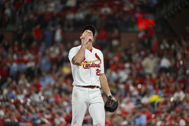 May 15, 2023; St. Louis, Missouri, USA;  St. Louis Cardinals starting pitcher Jack Flaherty (22) reacts after getting the third out in the seventh inning against the Milwaukee Brewers at Busch Stadium.