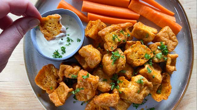 Image for article titled I Am Obsessed With Air-Fried Buffalo Tofu Puffs