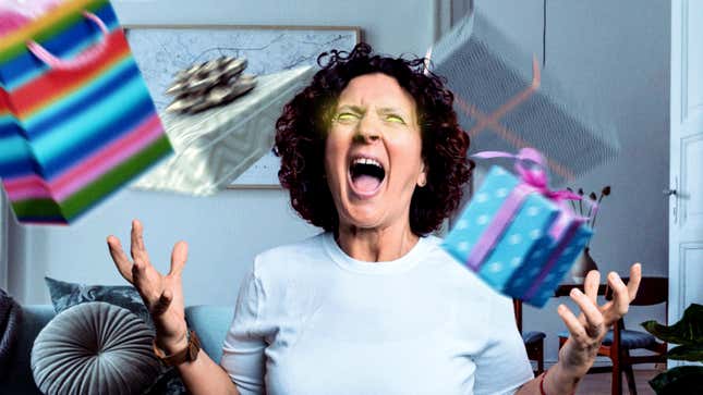Image for article titled ‘I Said No Gifts!’ Screams Mom As Cloud Of Birthday Presents Begin To Violently Swirl Around Room