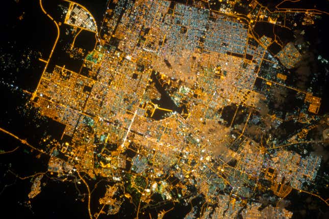 Image for article titled Can you recognize the world’s most famous cities from space?