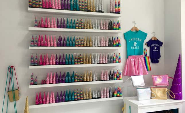 Brooklyn Owl’s shelves are stacked with unicorn horns.