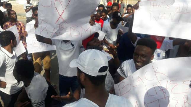 African students protesting in India.