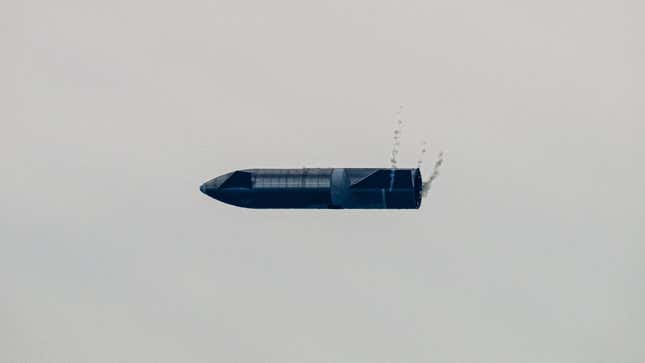 Starship prototype SN10 during its high-altitude flight test on March 3, 2021. 