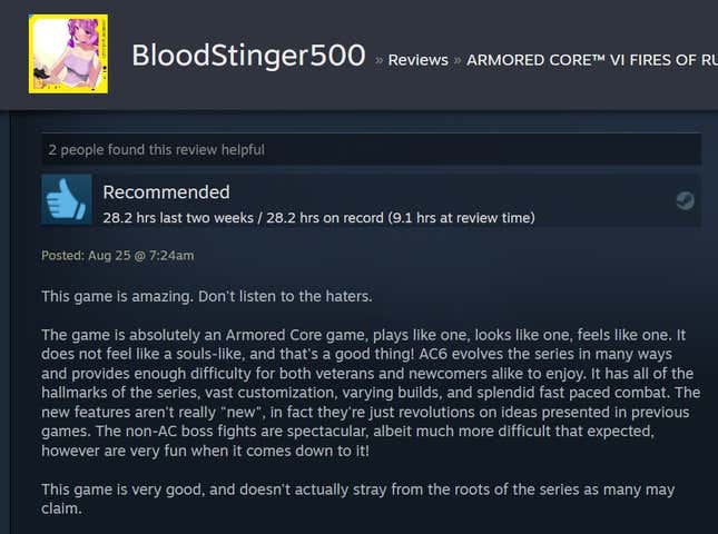 Image for article titled Armored Core VI, As Told By Steam Reviews