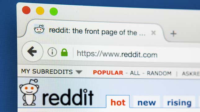 Screenshot of the front page of Reddit