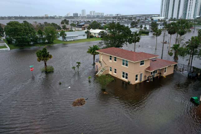 Aerial photo of flooded Daytona Beach