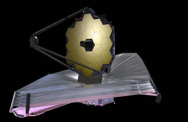 Una representación del telescopio espacial James Webb, completamente desplegado.