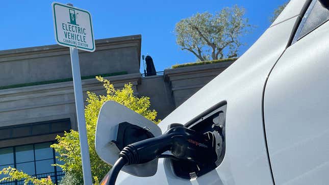 A photo of an electric car charging in California. 