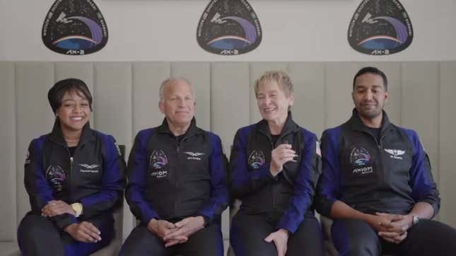 The Ax-2 crew during a video call with the media on May 16.
