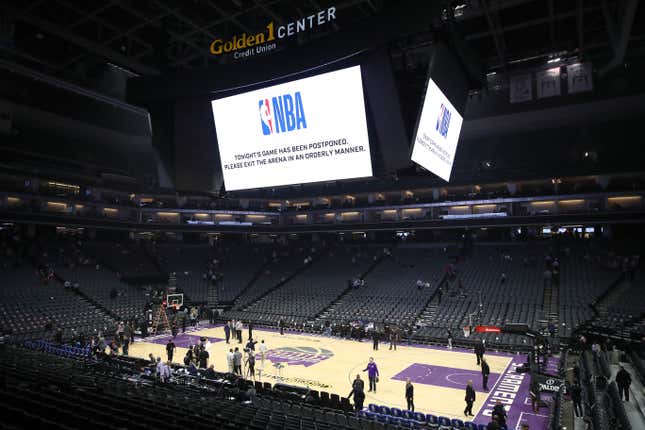 The game between the New Orleans Pelicans and the Sacramento Kings was postponed because of the coronavirus at Golden 1 Center on March 11, 2020 in Sacramento, California. 