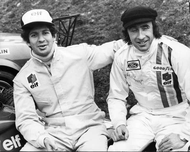 Jody Scheckter (left) and Jackie Stewart (right) in 1974.
