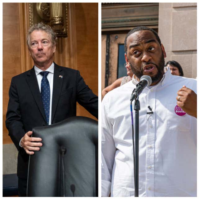 side by side of Rand Paul and Charles Booker