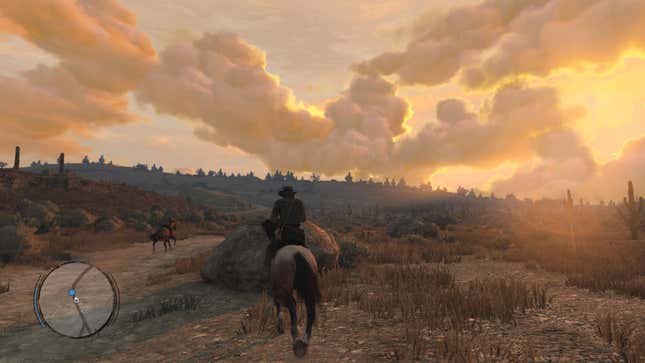 John Marston rides off into the sunset. 