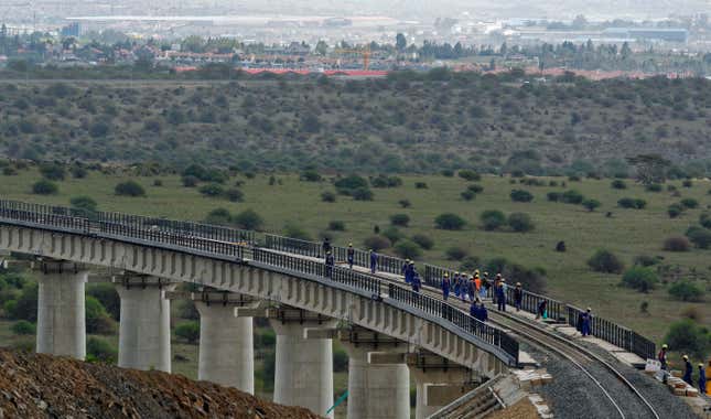 The SGR goes across a corner of Nairobi National Park.