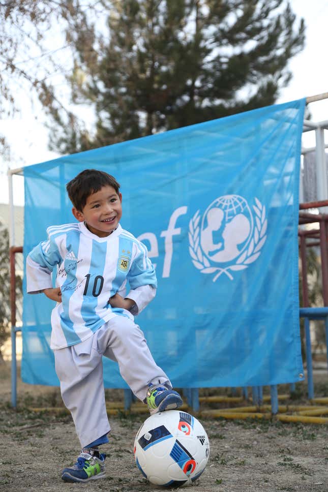 Murtaza Ahmadi shows off his new gear.