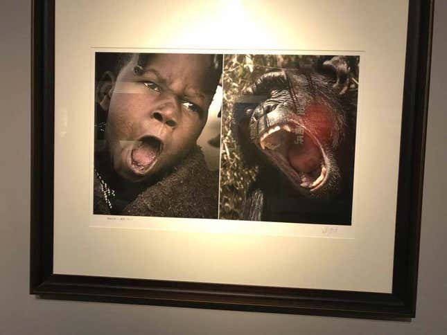 The museum curator defended the exhibit saying that it was meant to “remind us where we came from.”