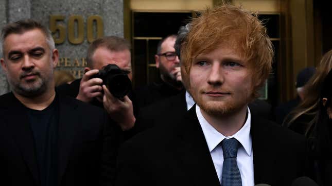 Ed Sheeran leaves Manhattan Federal Court after he was found not guilty in a music copyright trial on May 4, 2023 in New York