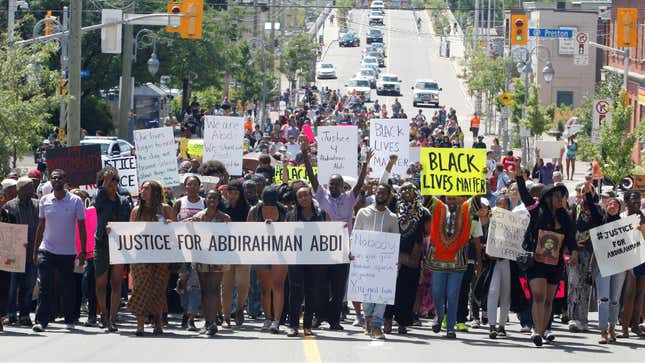Hundreds of protesters marched in Ottawa on July 30.