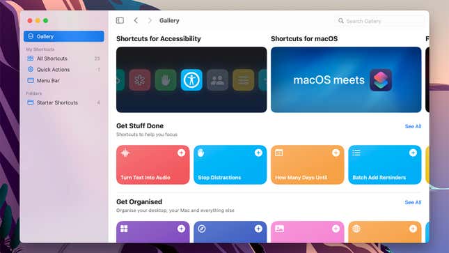 A screenshot of shortcuts on Mac