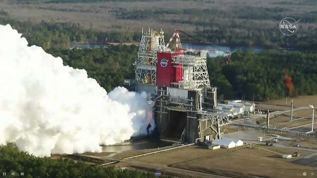 The hotfire test of the core stage, conducted on January 16 at NASA’s Stennis Space Center in Mississippi.