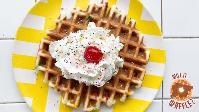 Image for article titled These Birthday Cake Waffles Are Almost Too Easy