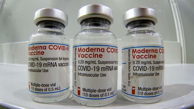 Vials of the Moderna covid-19 vaccine.