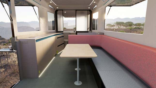 A render of the interior of the Lightship camper. 