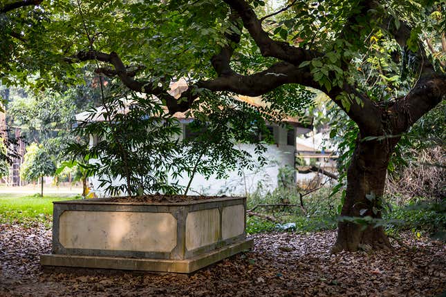 The sole surviving tomb at Nazrul Mancha.