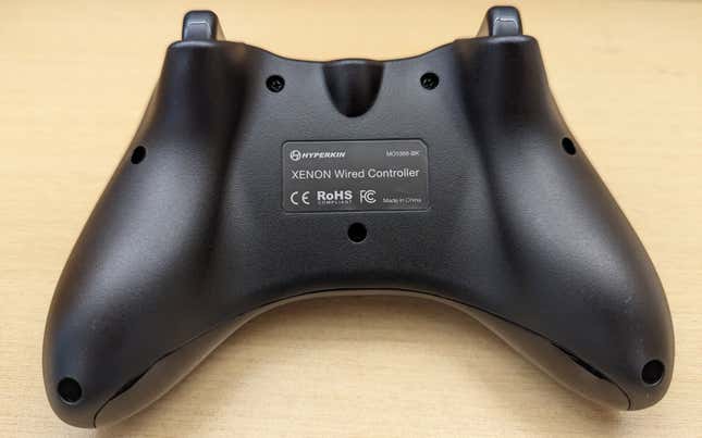 The reverse side of a replica Xbox 360 controller shows the triggers.