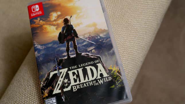 Picture of the Zelda: Breath of the Wild Nintendo Switch video came sitting on couch