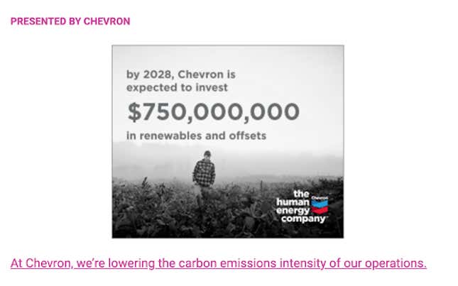 A Chevron ad featured in Punchbowl News from October 5 to October 10.
