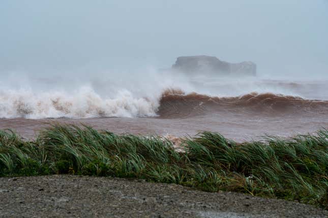 Waves off the coast of Îles-de-la-Madeleine, Quebec on Saturday, September 24.