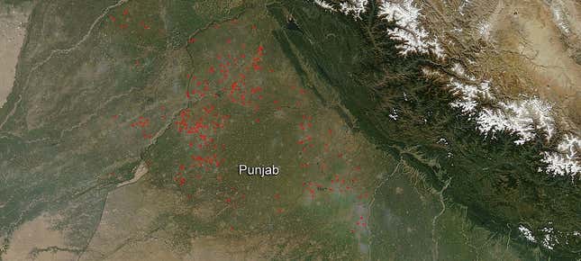 The smoke from Punjab crop fires is so intense, it’s showing up on satellite photos.