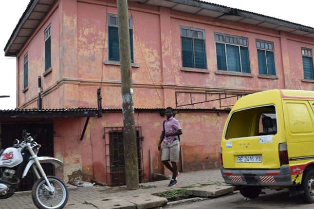 The exterior of a now-closed building in Accra that purported to be a US embassy.