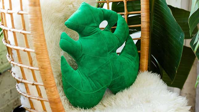 Monstera Leaf Jungle Green Throw Pillow | $35 | Amazon