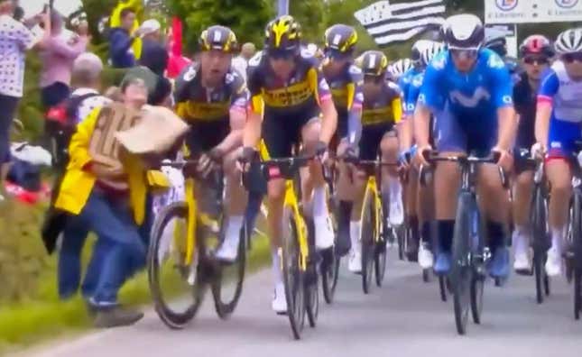 Image for article titled SEE IT: Fan causes pile-up at Tour de France [Updated]