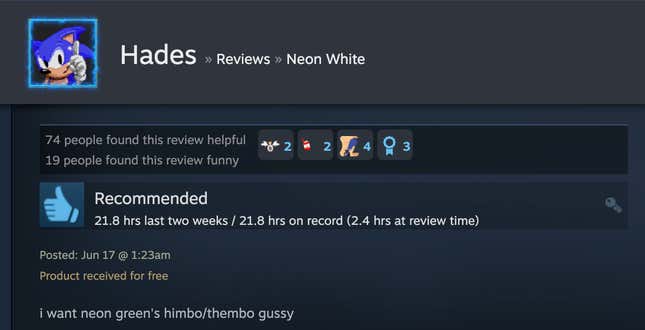 Image for article titled Neon White’s Steam Reviews Are Horny As Hell