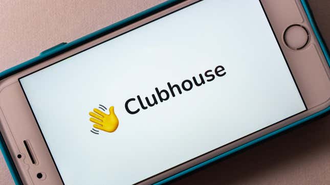 Photo of Clubhouse logo on phone
