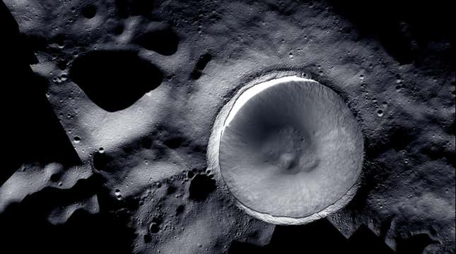 A new mosaic of the Shackleton Crater on the Moon’s south pole.