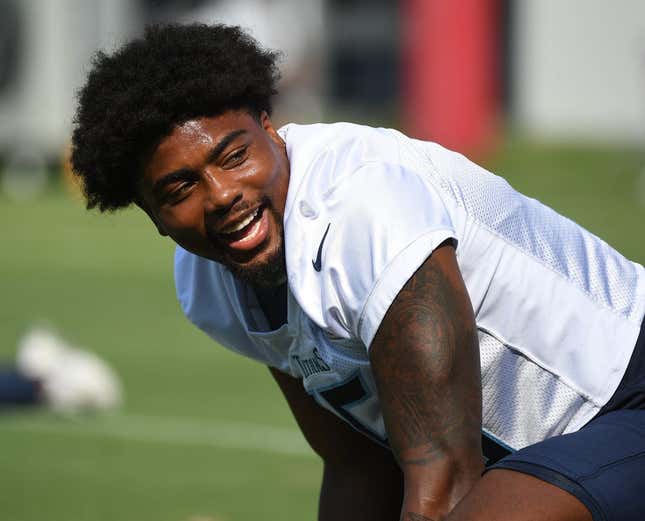 Jul 29, 2023; Nashville, TN, USA; Tennessee Titans wide receiver Treylon Burks (16) stretches before the start of training camp.