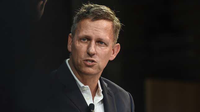Billionaire Peter Thiel speaks at the New York Times DealBook conference on November 1, 2018