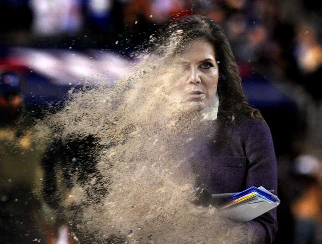 Image for article titled Michele Tafoya Crumbles To Dust After Speaking With Belichick At Halftime
