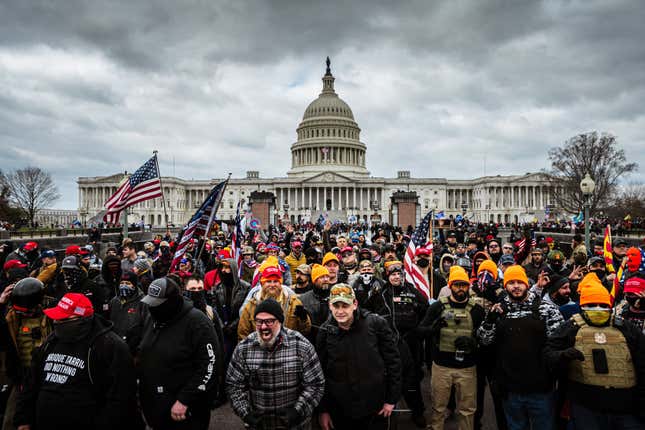 Pro-Trump protesters gather in front of the U.S. Capitol Building on January 6, 2021, in Washington, DC.