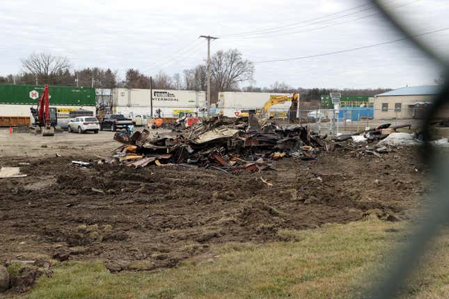View of East Palestine, Ohio more than 2 weeks after the train derailment on February 19, 2023. 