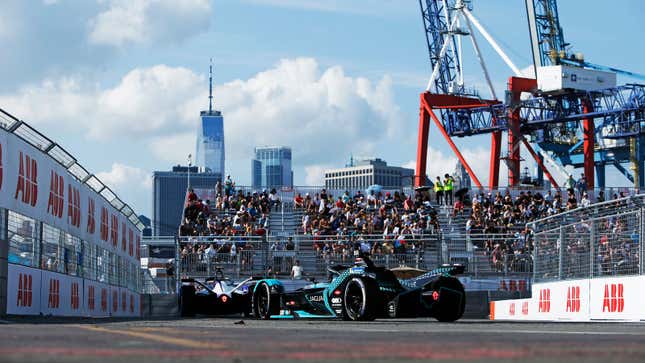 Formula E cars race in New York City