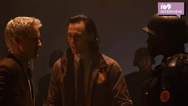 Owen Wilson, Tom Hiddleston, and Wunmi Mosaku on the set of Marvel's latest Disney+ show, Loki.