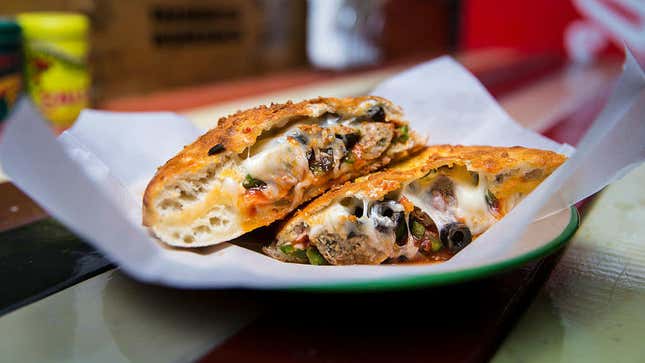 calzone split in half