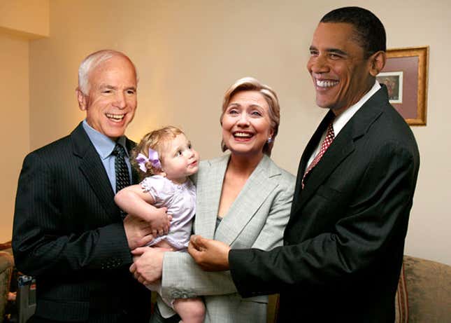 The candidates on a campaign stop in Kansas.