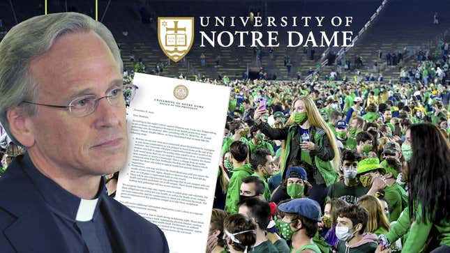 Notre Dame President John Jenkins quickly threw students under the bus for rushing the field after a big win against Clemson — but did he really not see this coming?